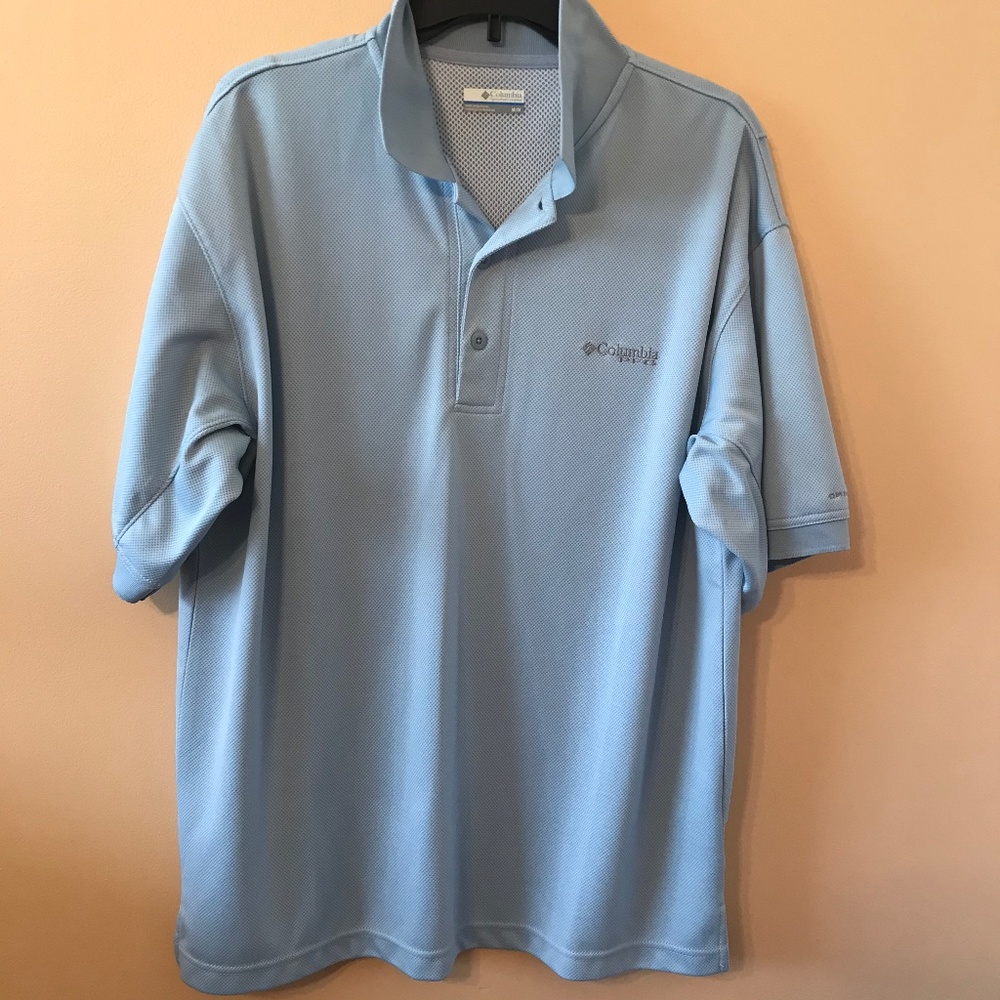 Columbia light blue polo shirt